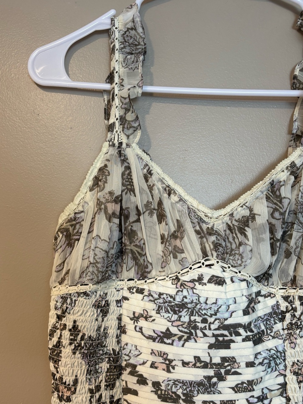 free people lace boho ruffle cropped tank top sheer romantic rustic fairy - Picture 4 of 8